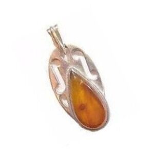 Stunning Vintage Real Natural Genuine Amber Sterling Silver Pendant*950*5.1g